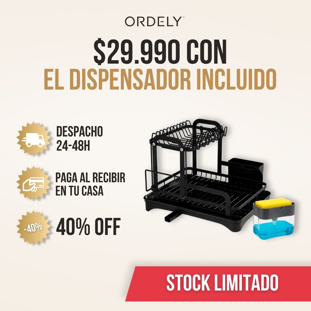 ESCURRIDOR DE PLATOS ORDELY™ + DISPENSADOR DE LOZAS GRATIS