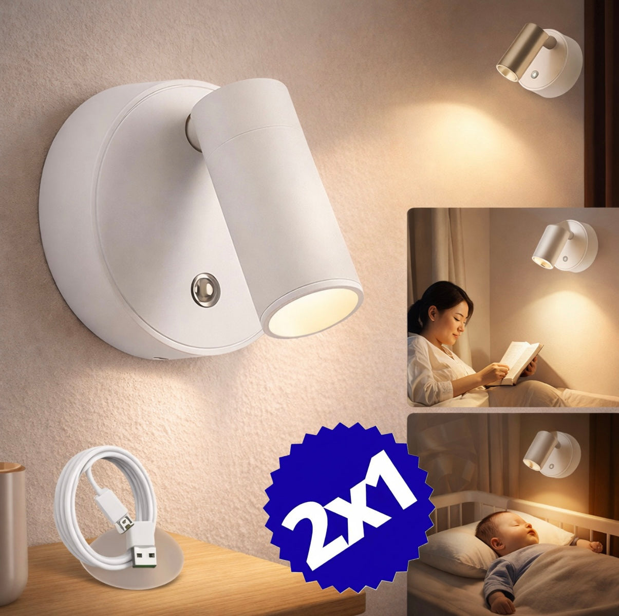 1+1 GRATIS LUCES LED DE PARED CON GIRO 360 | LUMIA™