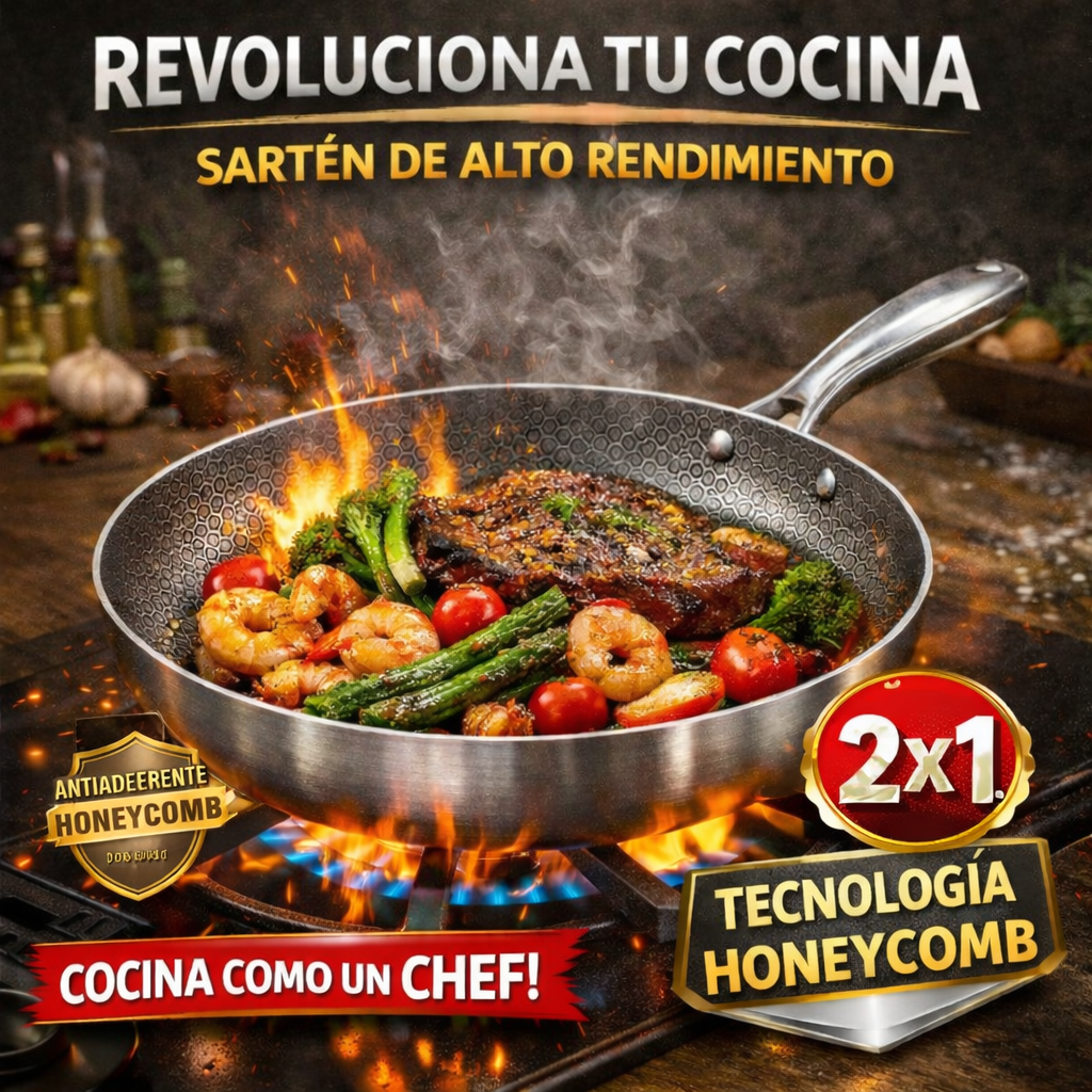 2X1 SARTÉN DISEÑO 100% ANTIADHERENTE | HEXON™