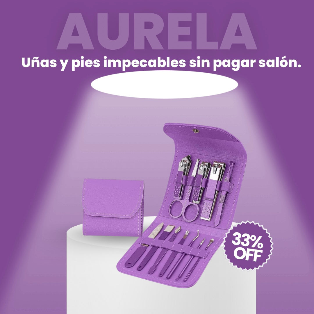 SET PROFESIONAL DE MANICURE Y PEDICURE 12 PIEZAS | AURELA™