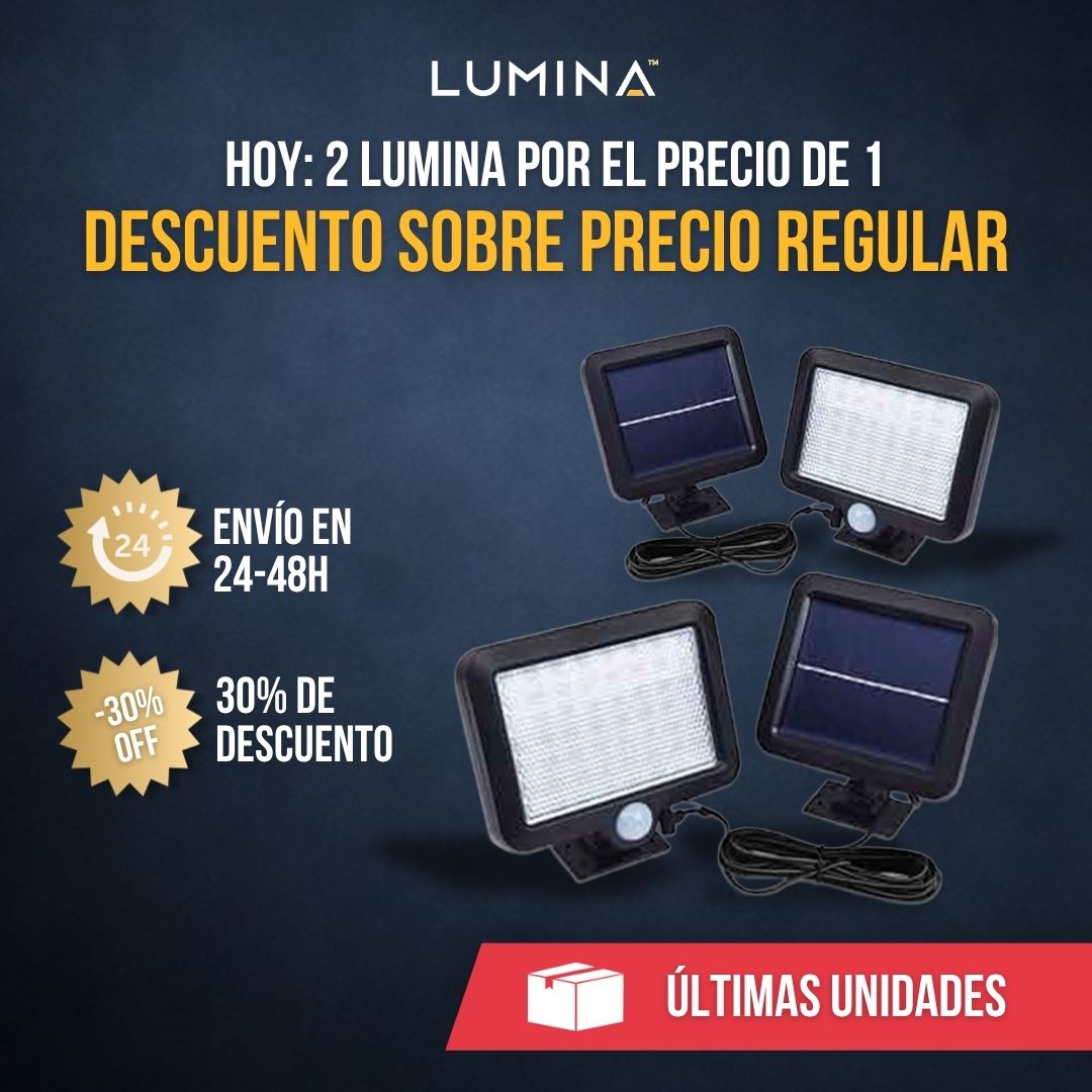 FOCO SOLAR CON SENSOR DE MOVIMIENTO (PAGA 1, LLEVA 2) | LUMINA™