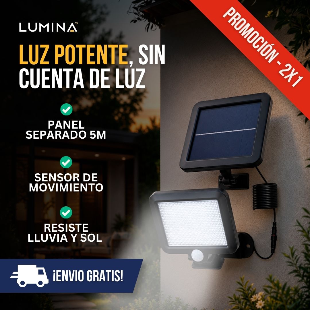 FOCO SOLAR CON SENSOR DE MOVIMIENTO (PAGA 1, LLEVA 2) | LUMINA™