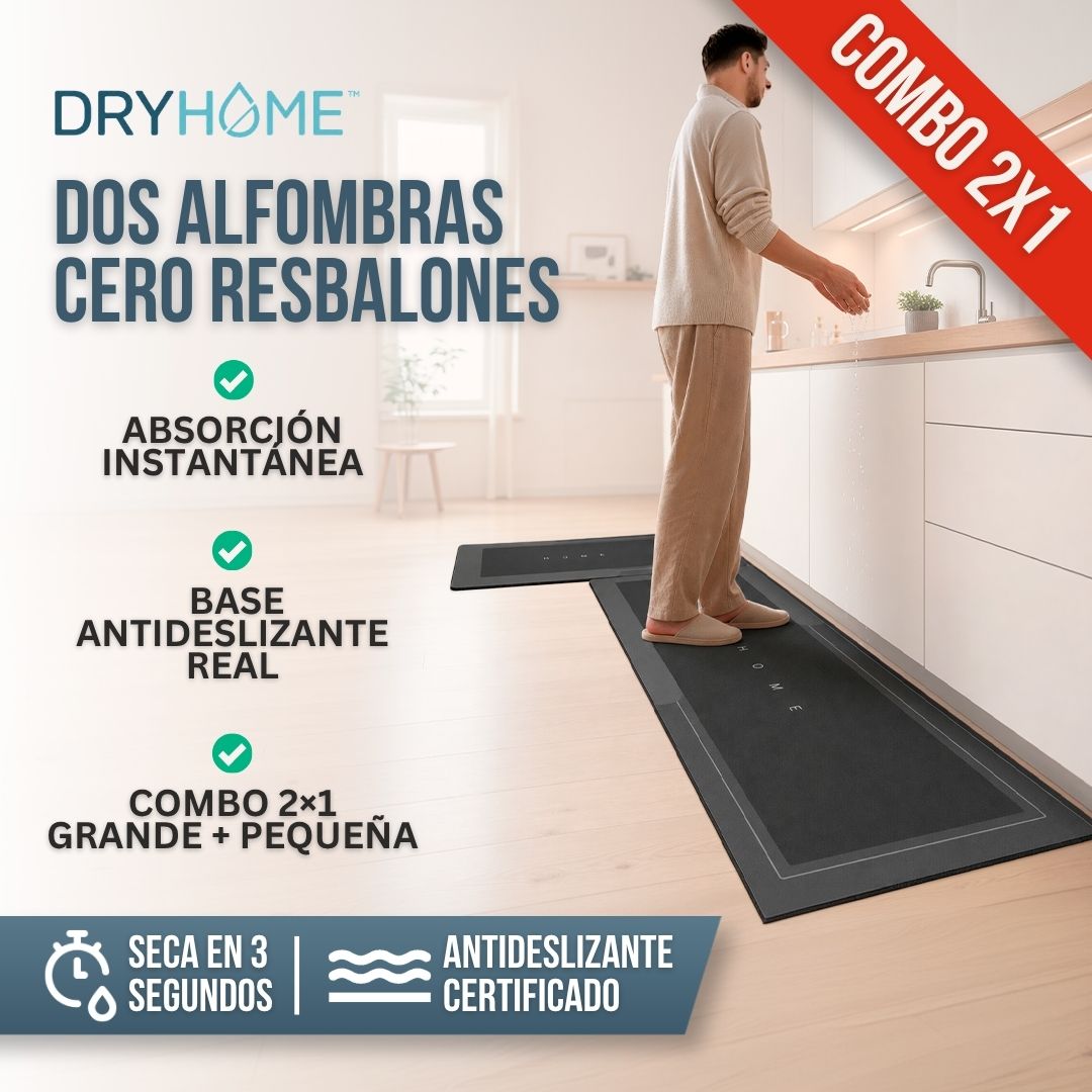 2x1 ALFOMBRA DE BAÑO ANTIDESLIZANTE DRYHOME™ SECADO RÁPIDO + CERO RESBALONES