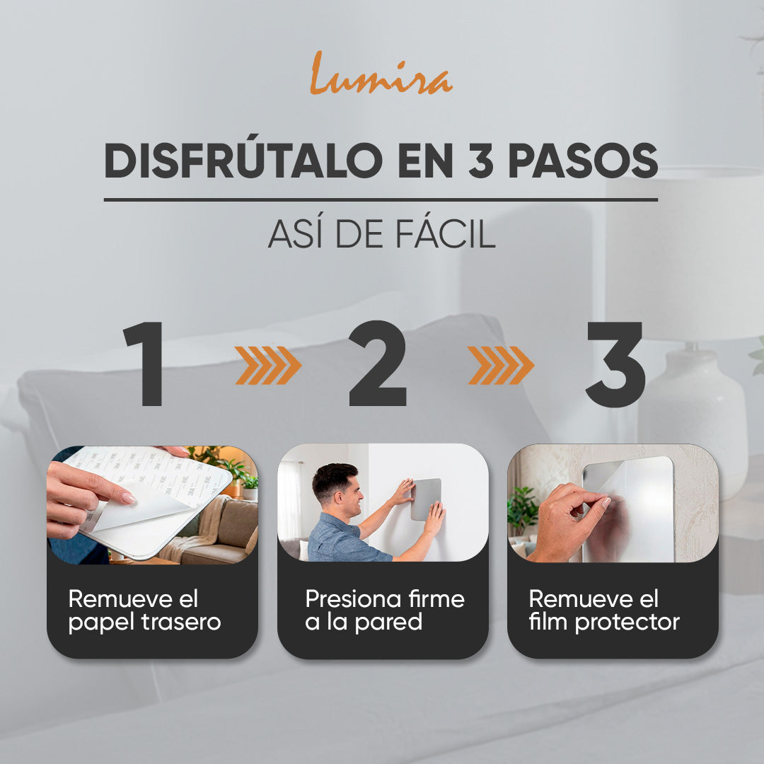 3X1 ESPEJO FLEXIBLE AUTOADHESIVO 40 X 30 CM | LUMIRA™
