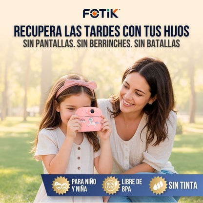 CÁMARA INSTANTÁNEA PARA NIÑOS + 3 ROLLOS DE PAPEL Y COLORES | FOTIK™