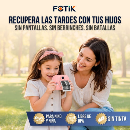 CÁMARA INSTANTÁNEA PARA NIÑOS + 3 ROLLOS DE PAPEL Y COLORES | FOTIK™