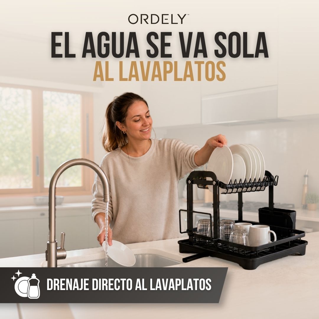 ESCURRIDOR DE PLATOS ORDELY™ + DISPENSADOR DE LOZAS GRATIS