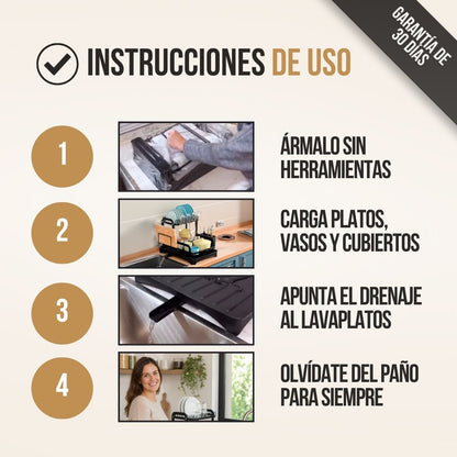 ESCURRIDOR DE PLATOS ORDELY™ + DISPENSADOR DE LOZAS GRATIS