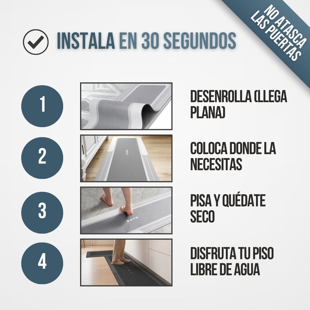 2x1 ALFOMBRA DE BAÑO ANTIDESLIZANTE DRYHOME™ SECADO RÁPIDO + CERO RESBALONES