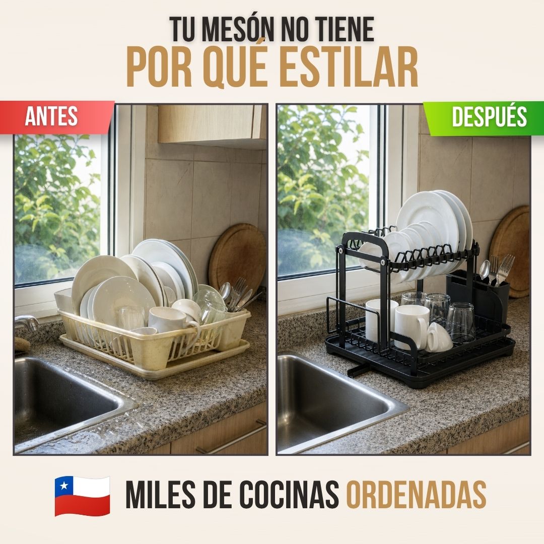ESCURRIDOR DE PLATOS ORDELY™ + DISPENSADOR DE LOZAS GRATIS