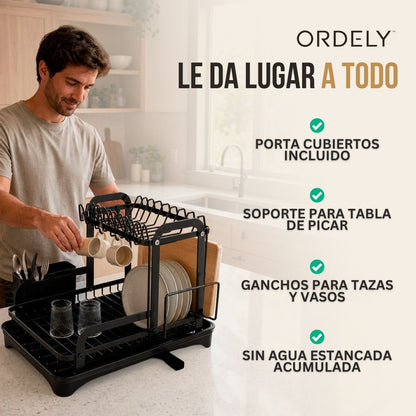 ESCURRIDOR DE PLATOS ORDELY™ + DISPENSADOR DE LOZAS GRATIS