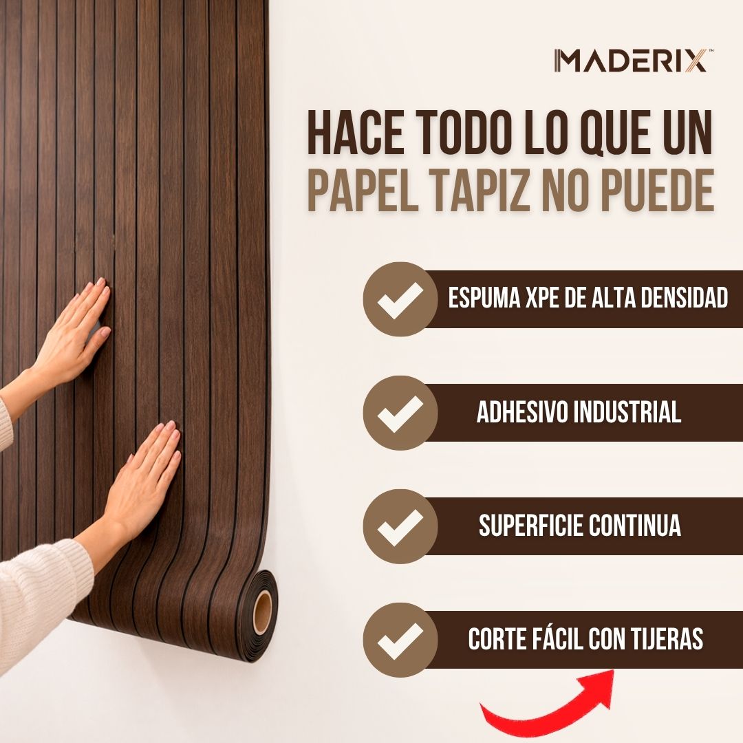 3 METROS PAPEL DECORATIVO MADERA 3D | MADERIX™