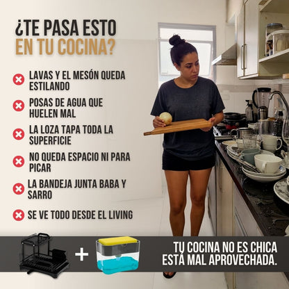 ESCURRIDOR DE PLATOS ORDELY™ + DISPENSADOR DE LOZAS GRATIS