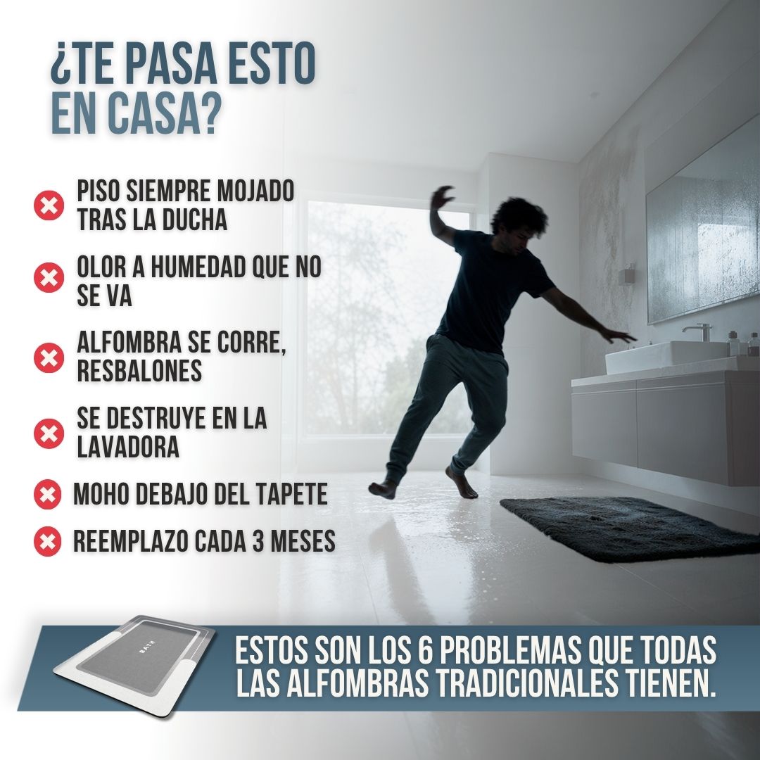 2x1 ALFOMBRA DE BAÑO ANTIDESLIZANTE DRYHOME™ SECADO RÁPIDO + CERO RESBALONES