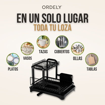 ESCURRIDOR DE PLATOS ORDELY™ + DISPENSADOR DE LOZAS GRATIS