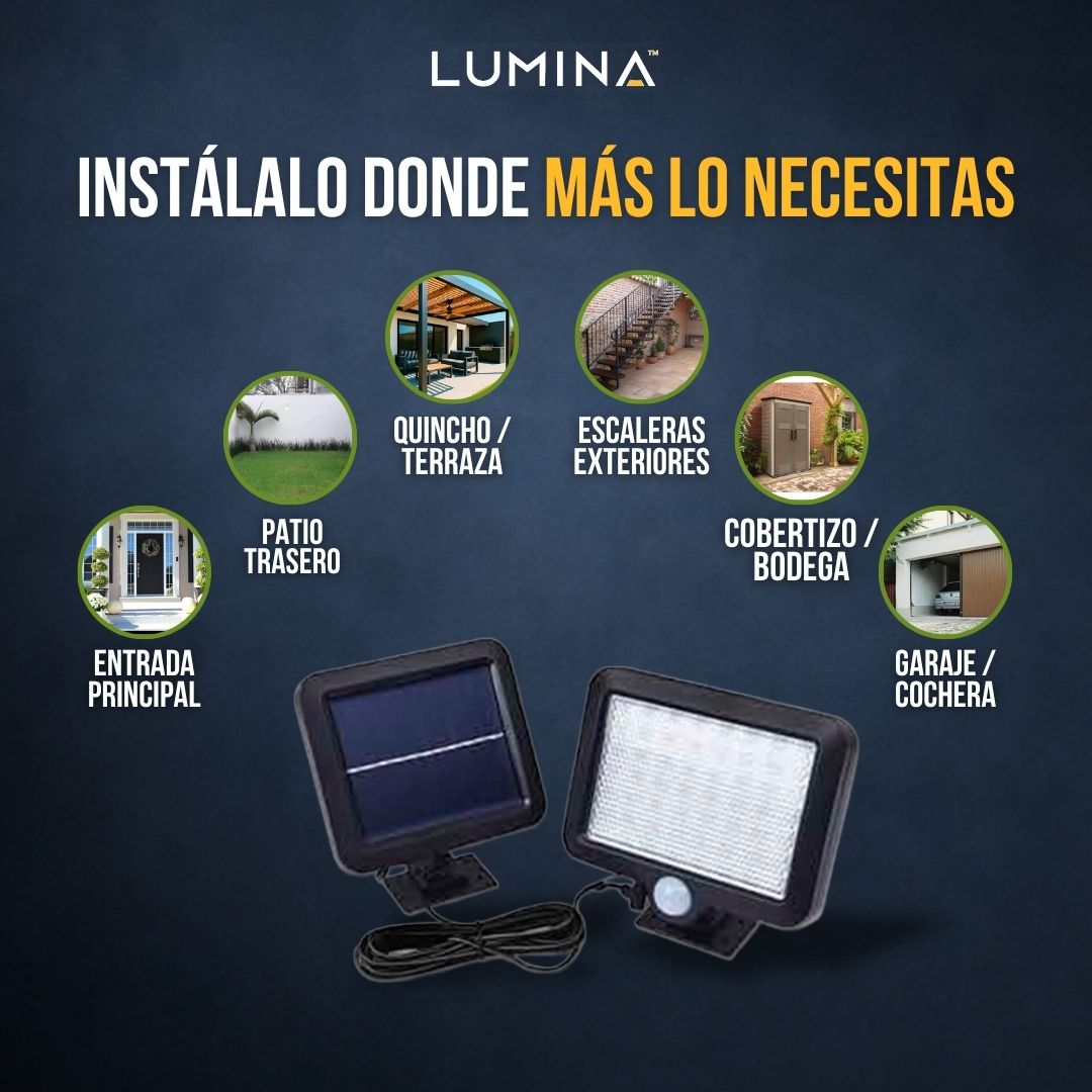 FOCO SOLAR CON SENSOR DE MOVIMIENTO (PAGA 1, LLEVA 2) | LUMINA™