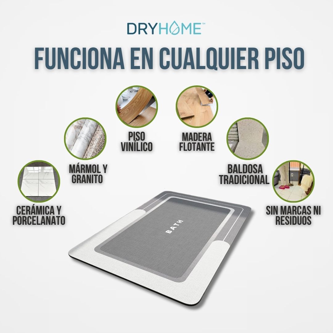 2x1 ALFOMBRA DE BAÑO ANTIDESLIZANTE DRYHOME™ SECADO RÁPIDO + CERO RESBALONES