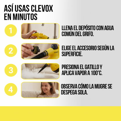 LIMPIADOR A VAPOR EFECTO RÁPIDO Y POTENTE CLEVOX™