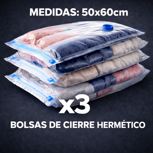 PACK DE 3 BOLSAS DE CIERRE HERMETICO 50x60cm | EVAC™
