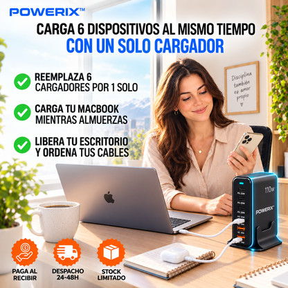 CARGADOR RÁPIDO DE ESCRITORIO 6 EN 1 110W | POWERIX™