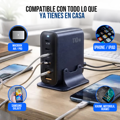 CARGADOR RÁPIDO DE ESCRITORIO 6 EN 1 110W | POWERIX™