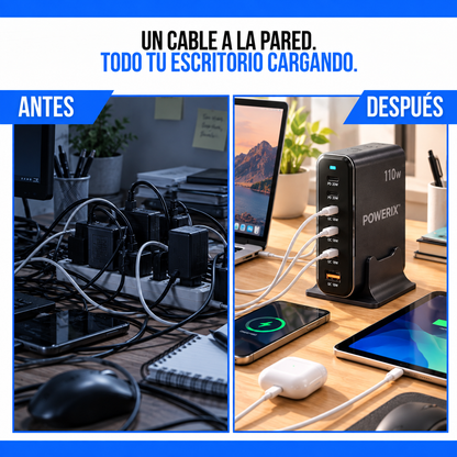 CARGADOR RÁPIDO DE ESCRITORIO 6 EN 1 110W | POWERIX™