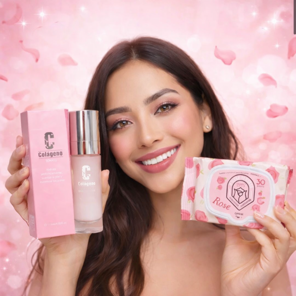 LOCIÓN FACIAL COLÁGENO + TOALLITAS DESMAQUILLANTE DE ROSAS | DERMIA™