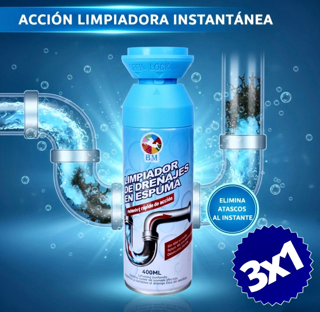 3X1 LIMPIADOR DE DRENAJE EN ESPUMA | DRENAX™