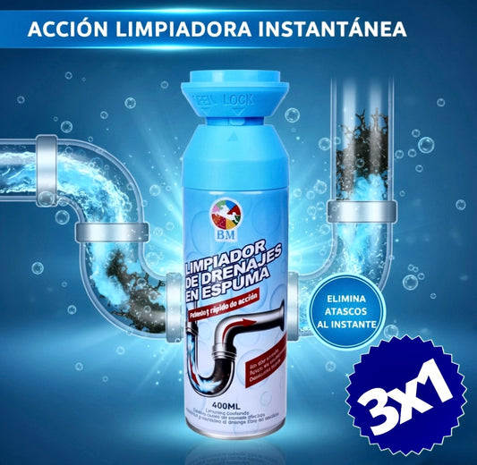 3X1 LIMPIADOR DE DRENAJE EN ESPUMA | DRENAX™