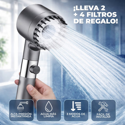 2 CABEZALES DE DUCHA ALTA POTENCIA + 4 FILTROS PURIFICANTE DE REGALO 🎁 | HIDROPRESS™