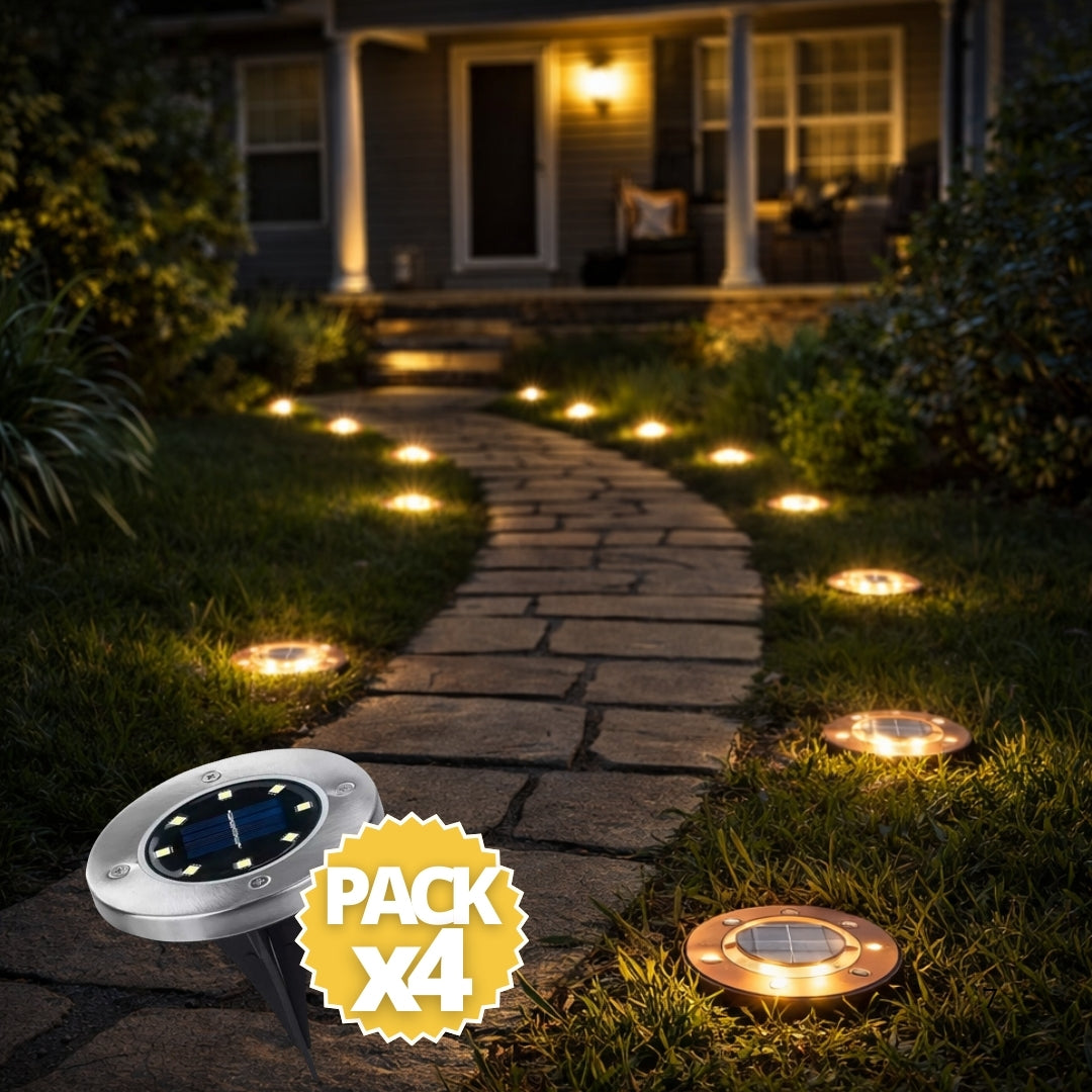 PACK 4 LUCES CON LUZ SOLAR PARA JARDÍN | LÚMINA™