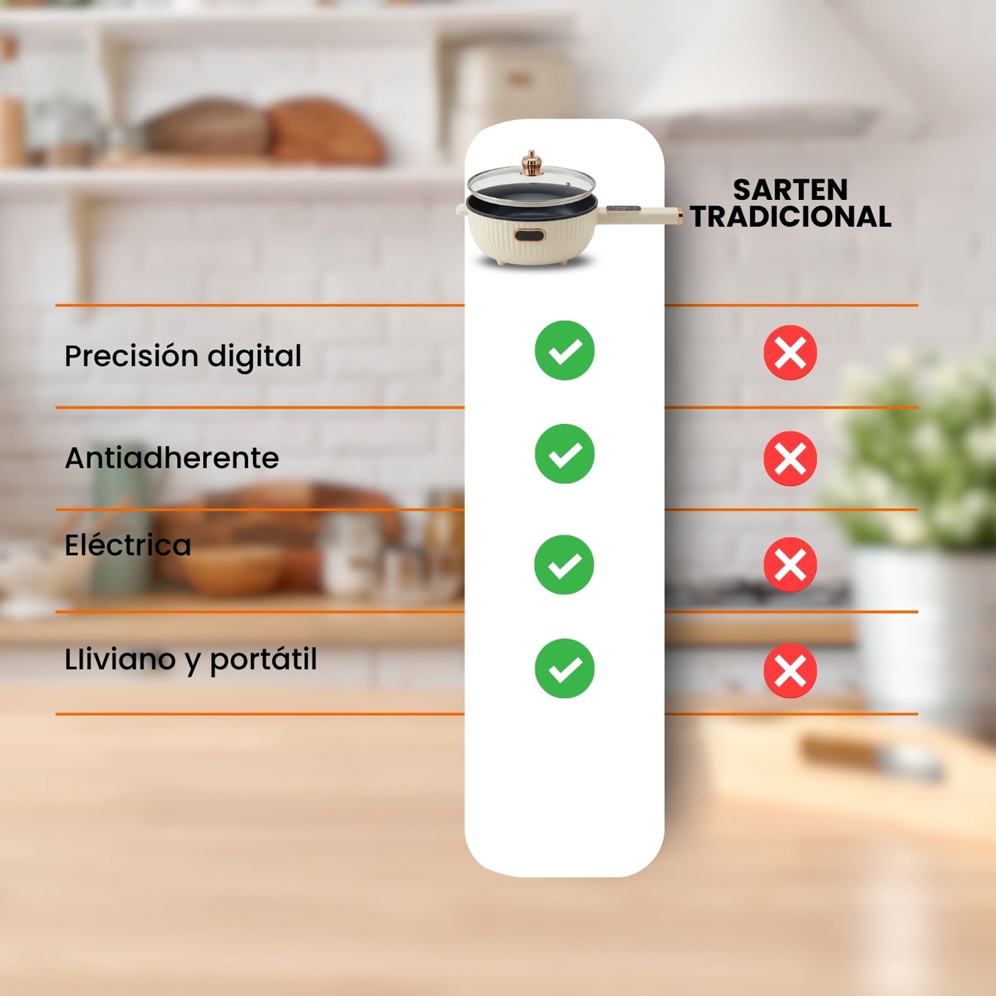 SARTEN MULTIFUNCIONAL ELECTRICO ANTIADHERENTE | COCINPRO™