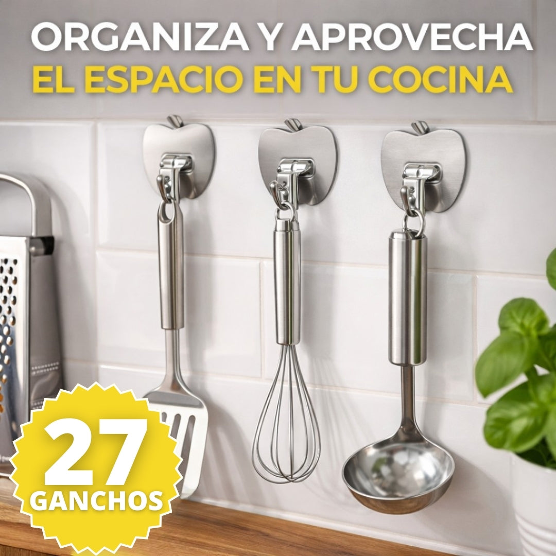 27 GANCHOS DE COCINA ADHESIVOS 3X1 | FIXIA™
