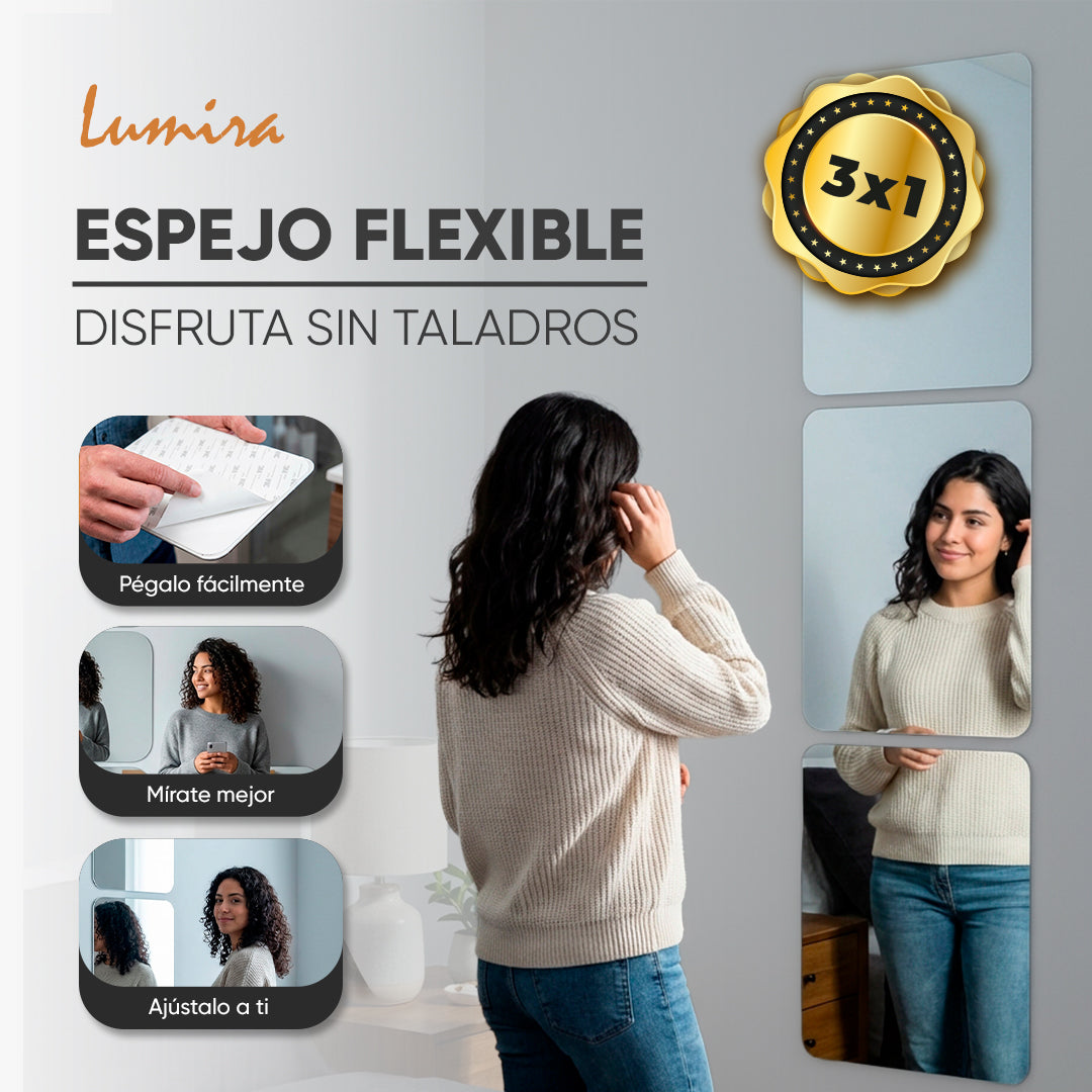 3X1 ESPEJO FLEXIBLE AUTOADHESIVO 40 X 30 CM | LUMIRA™