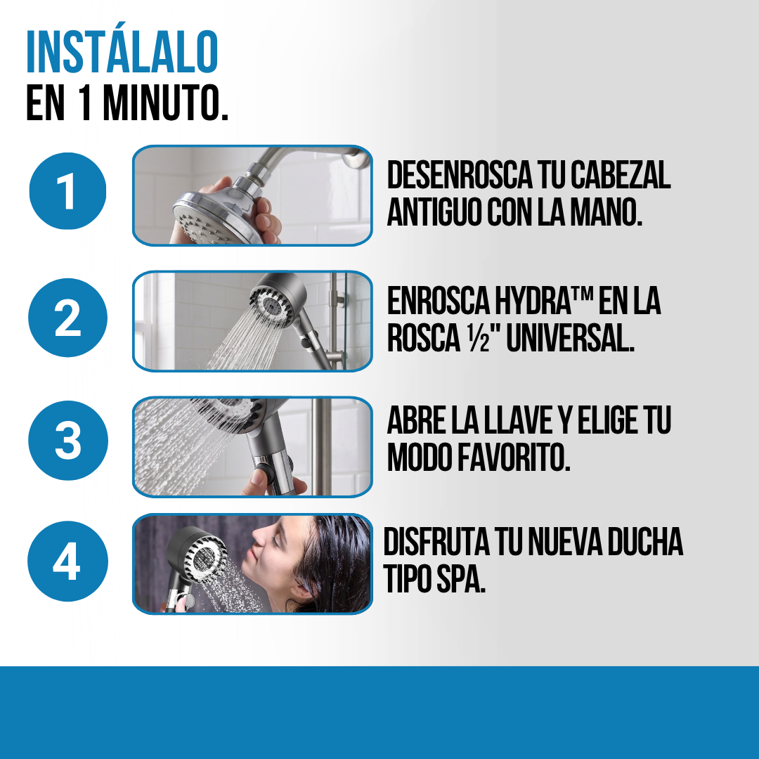 CABEZAL 4 EN 1 PARA DUCHAS (PAGA 1, LLEVA 2) + 2 FILTROS DE REGALO🎁 | HYDRA™