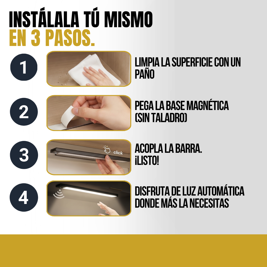 2x1 LÁMPARA LED CON SENSOR DE MOVIMIENTO Y FIJACIÓN MAGNÉTICA | LÚMEX™