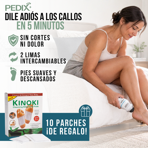 REMOVEDOR DE CALLOS CON DOS LIMAS PEDIX™ + PARCHES DETOX PARA PIES DE REGALO