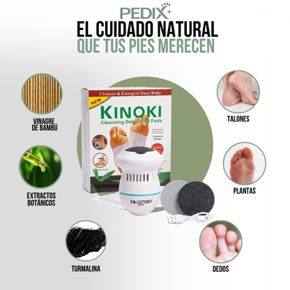 REMOVEDOR DE CALLOS CON DOS LIMAS PEDIX™ + PARCHES DETOX PARA PIES DE REGALO