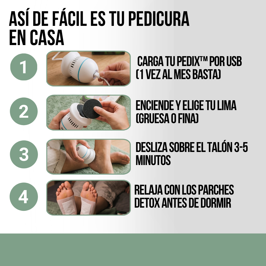 REMOVEDOR DE CALLOS CON DOS LIMAS PEDIX™ + PARCHES DETOX PARA PIES DE REGALO