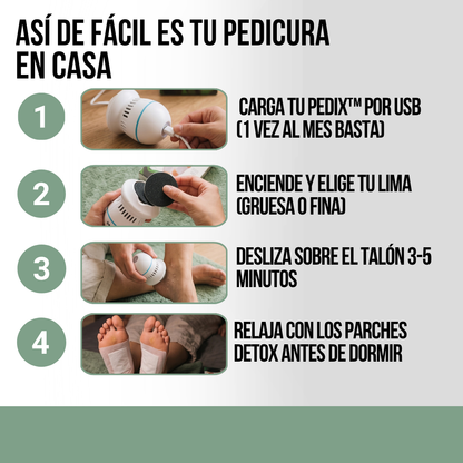 REMOVEDOR DE CALLOS CON DOS LIMAS PEDIX™ + PARCHES DETOX PARA PIES DE REGALO