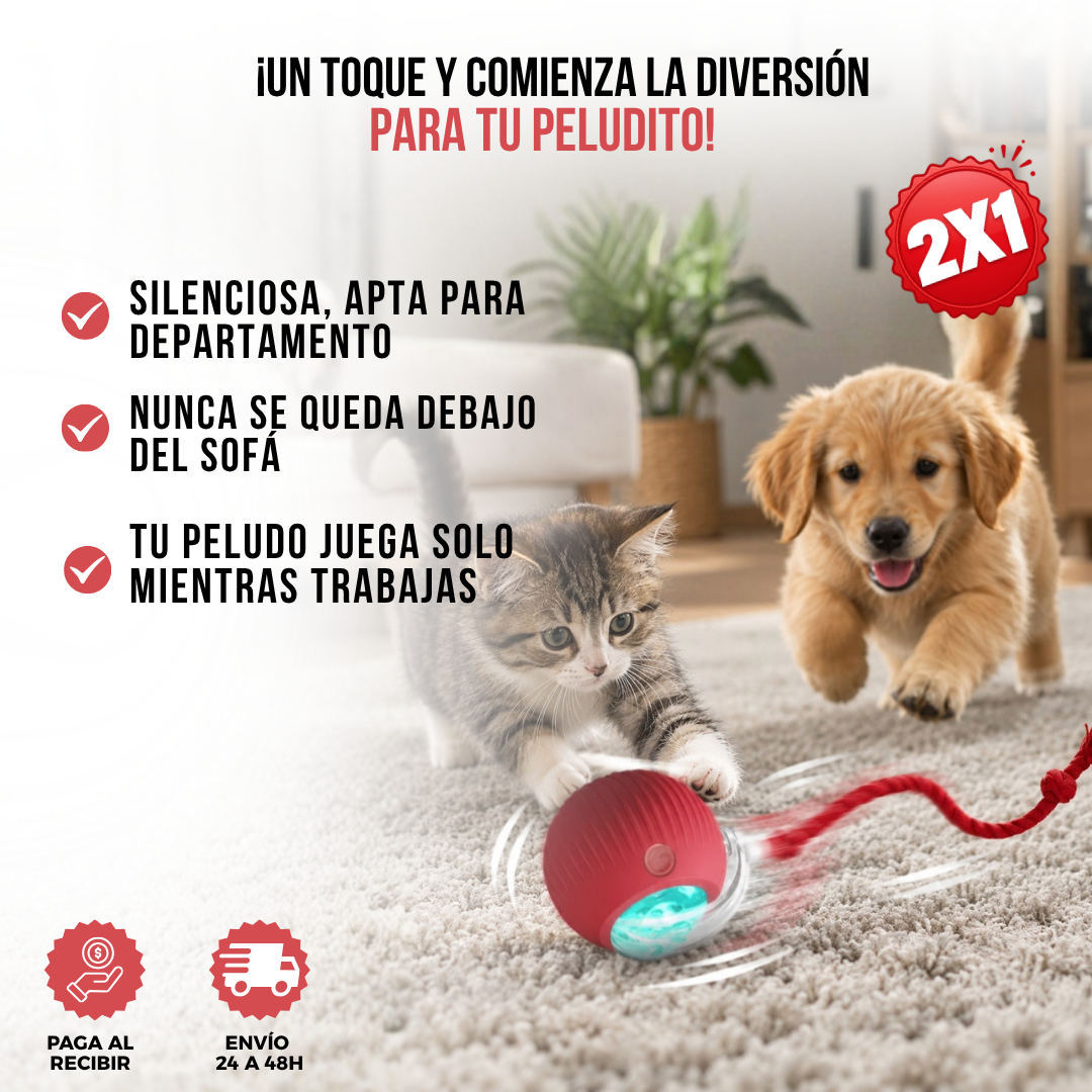 2x1 PUPPYGO™: DIVERTIDA PELOTA QUE SE MUEVE SOLA PARA MASCOTAS
