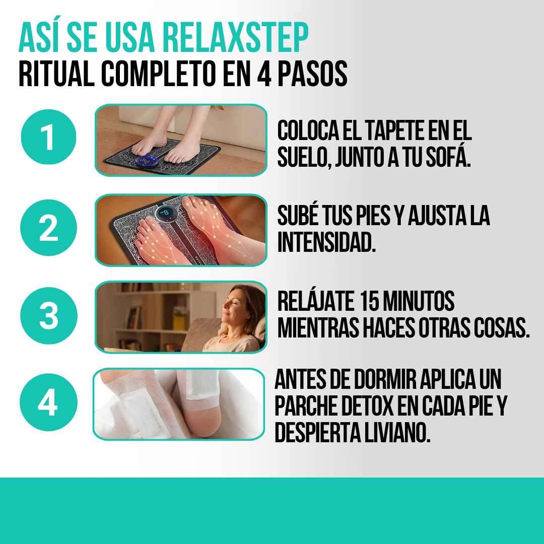 2x1 MASAJEADOR ELÉCTRICO PARA PIES RELAXSTEP™ + PARCHES DESINTOXICANTES GRATIS🎁