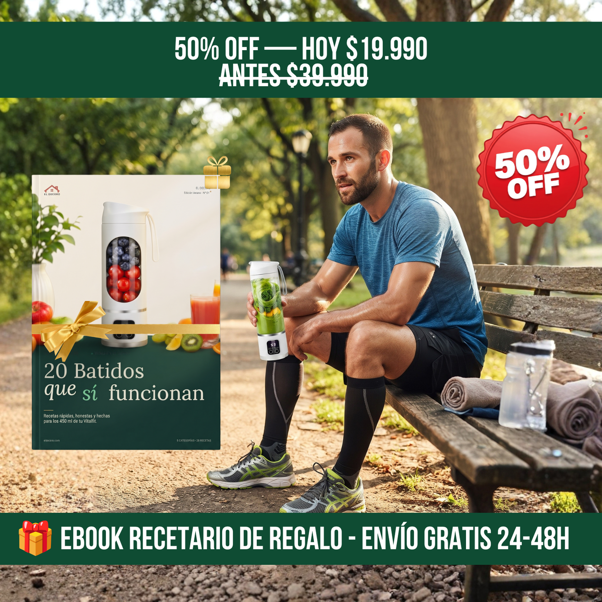 VITALFIT™: VASO PARA BATIDOS RÁPIDOS CON EBOOK RECETARIO DE REGALO🎁