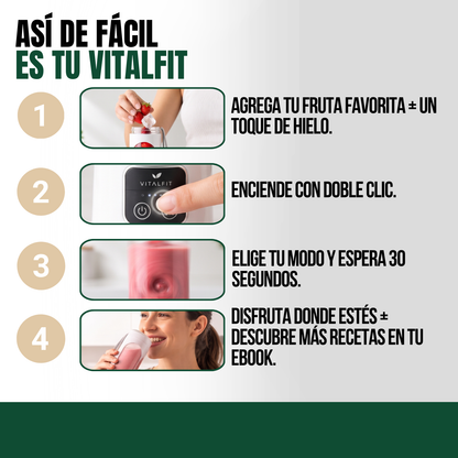 VITALFIT™: VASO PARA BATIDOS RÁPIDOS CON EBOOK RECETARIO DE REGALO🎁